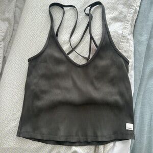 Vuori green Ribbed Tank Top built in bra